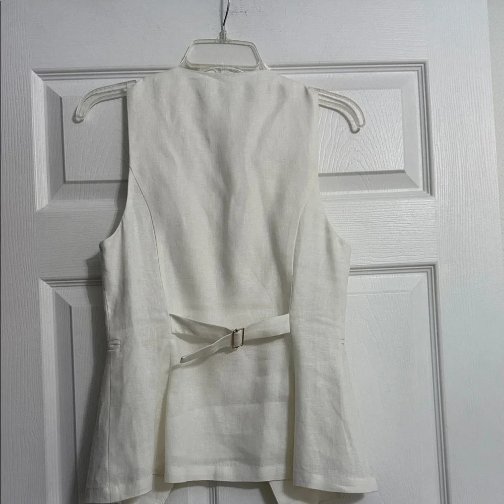 Reformation Ivory Linen Button-Front Vest Top